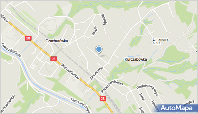 Limanowa, Gawrona Walentego, mapa Limanowa