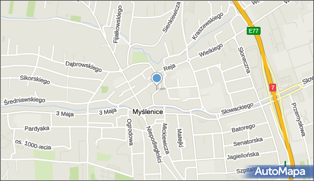 Myślenice, Gałczyńskiego Konstantego Ildefonsa, mapa Myślenice