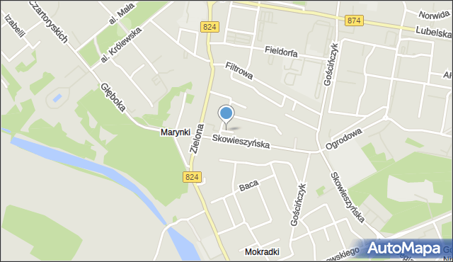 Puławy, Gajcego Tadeusza, mapa Puław