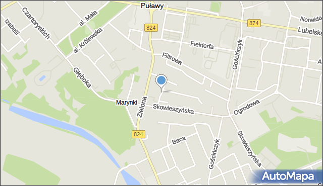 Puławy, Gałczyńskiego Konstantego Ildefonsa, mapa Puław