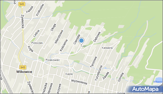 Wilkowice powiat bielski, Gajowa, mapa Wilkowice powiat bielski
