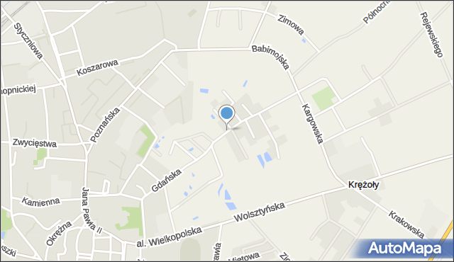 Krężoły gmina Sulechów, Gdańska, mapa Krężoły gmina Sulechów