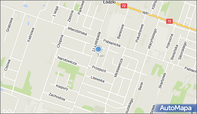 Aleksandrów Łódzki, Gerwazego, mapa Aleksandrów Łódzki