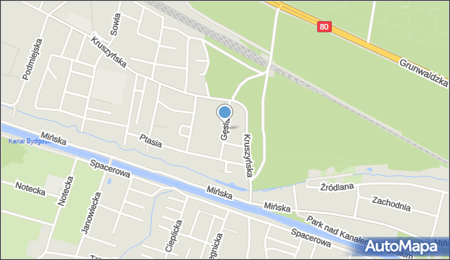 Bydgoszcz, Gęsia, mapa Bydgoszczy