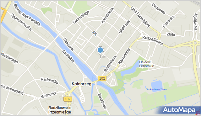 Kołobrzeg, Gierczak Emilii, mapa Kołobrzegu