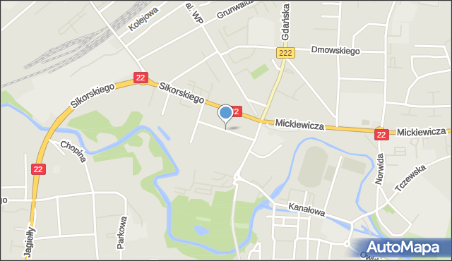 Starogard Gdański, Gimnazjalna, mapa Starogard Gdański