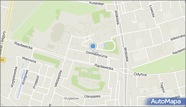 Warszawa, Gimnastyczna, mapa Warszawy