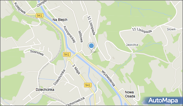 Wisła, Gimnazjalna, mapa Wisła