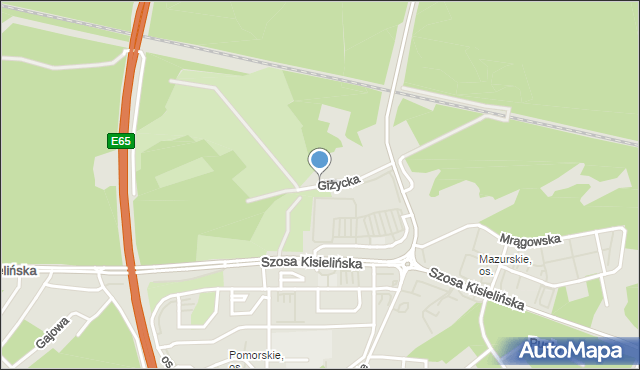 Zielona Góra, Giżycka, mapa Zielona Góra