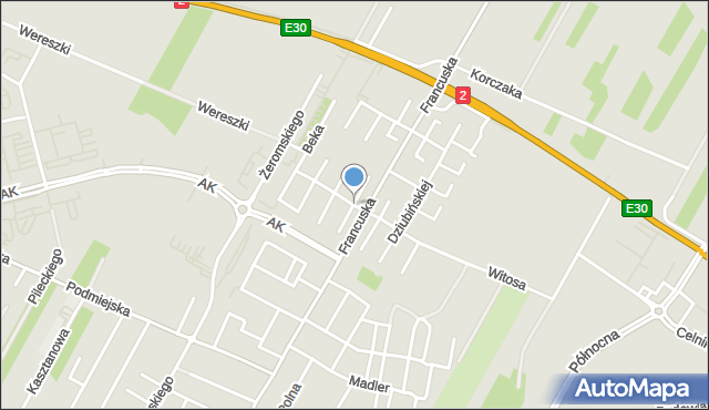 Biała Podlaska, Glogera Jana, mapa Białej Podlaskiej