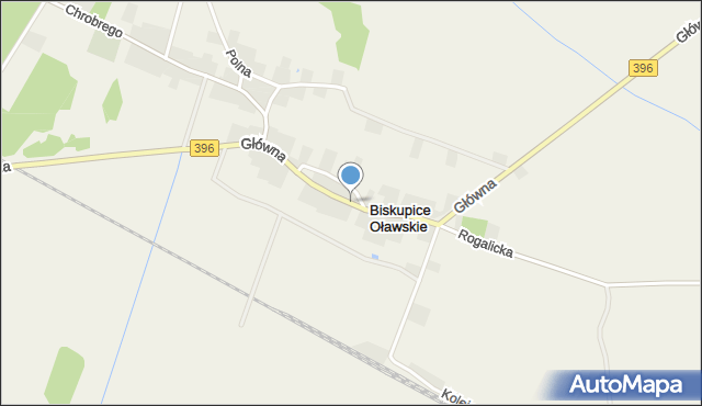 Biskupice Oławskie, Główna, mapa Biskupice Oławskie