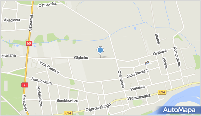 Brok powiat ostrowski, Głęboka, mapa Brok powiat ostrowski