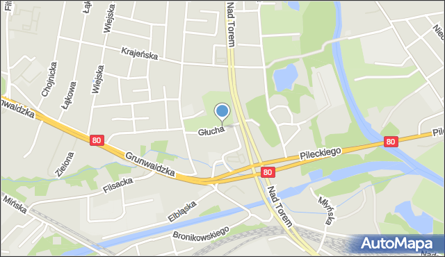 Bydgoszcz, Głucha, mapa Bydgoszczy