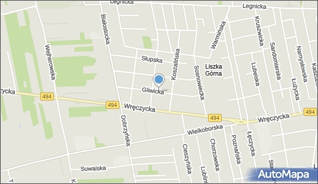 Częstochowa, Gliwicka, mapa Częstochowy