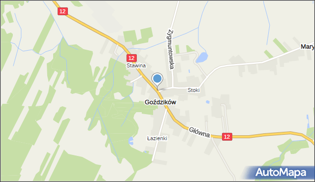 Goździków gmina Gielniów, Główna, mapa Goździków gmina Gielniów