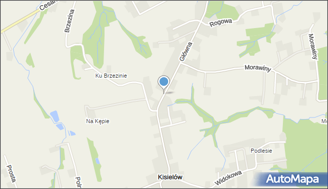 Kisielów gmina Goleszów, Główna, mapa Kisielów gmina Goleszów