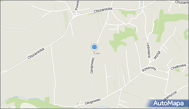 Kraków, Głogowiec, mapa Krakowa