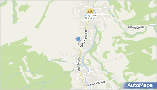Krzyżowa gmina Jeleśnia, Głogowa, mapa Krzyżowa gmina Jeleśnia