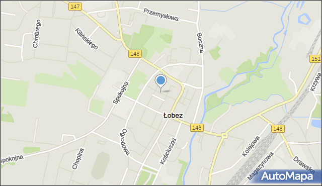 Łobez, Głowackiego, mapa Łobez