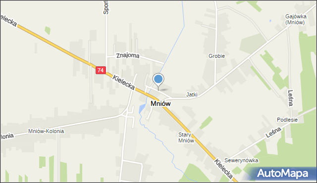 Mniów, Głęboka, mapa Mniów