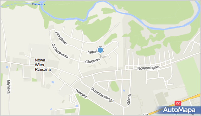 Nowa Wieś Rzeczna, Głogowa, mapa Nowa Wieś Rzeczna