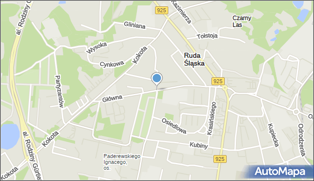 Ruda Śląska, Główna, mapa Rudy Śląskiej
