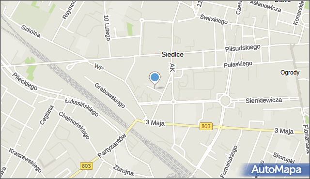 Siedlce, Głucha, mapa Siedlce