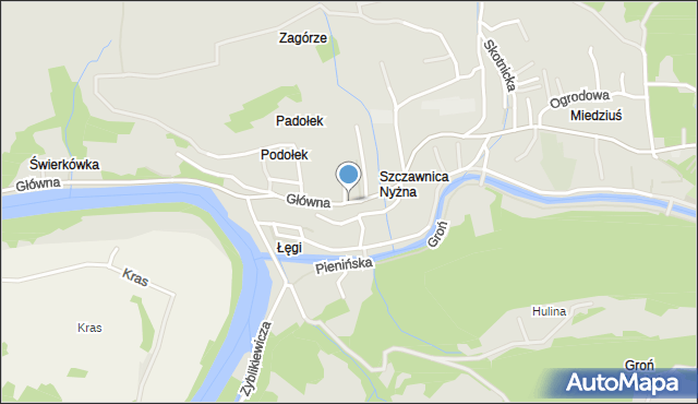 Szczawnica, Główna, mapa Szczawnica
