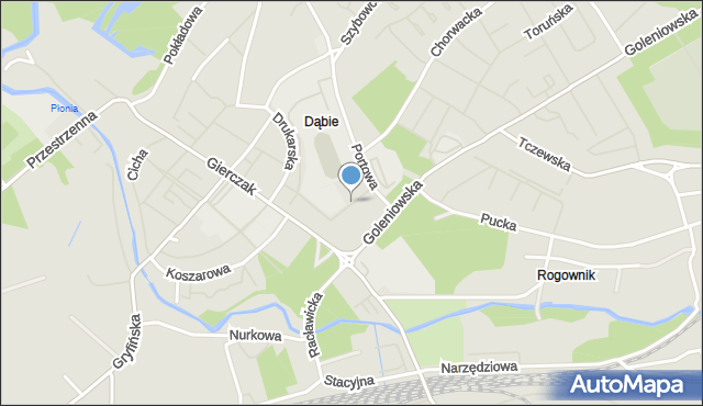 Szczecin, Glazurowa, mapa Szczecina