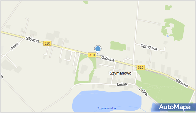 Szymanowo gmina Śrem, Główna, mapa Szymanowo gmina Śrem