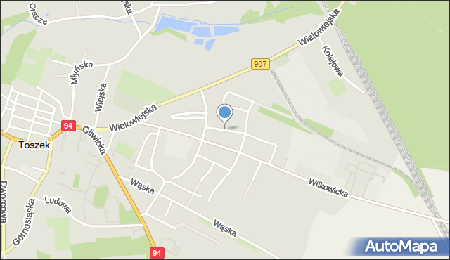 Toszek, Głowackiego, mapa Toszek