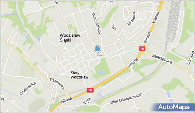 Wodzisław Śląski, Głowackiego Bartosza, mapa Wodzisławia Śląskiego