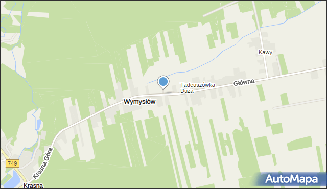 Wymysłów gmina Borkowice, Główna, mapa Wymysłów gmina Borkowice