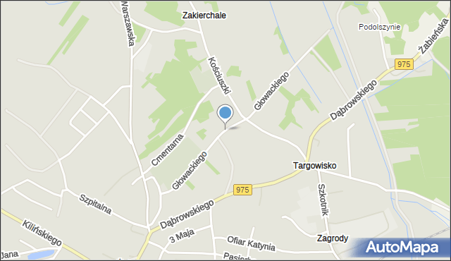 Żabno powiat tarnowski, Głowackiego, mapa Żabno powiat tarnowski