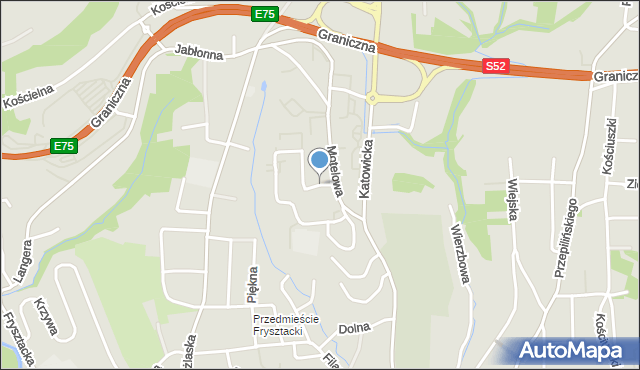 Cieszyn, Gminna, mapa Cieszyna