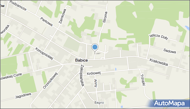 Babice powiat chrzanowski, Gołąba Jana, dr., mapa Babice powiat chrzanowski