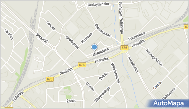 Białystok, Gołdapska, mapa Białegostoku