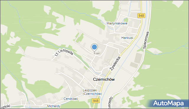 Czernichów powiat żywiecki, Górska, mapa Czernichów powiat żywiecki