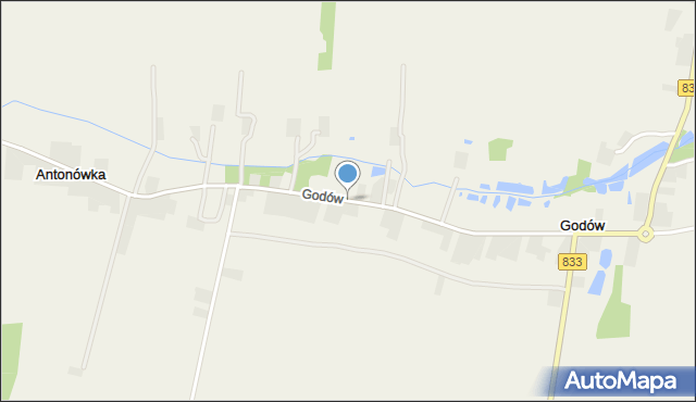 Godów gmina Chodel, Godów, mapa Godów gmina Chodel