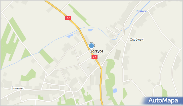 Gorzyce gmina Tryńcza, Gorzyce, mapa Gorzyce gmina Tryńcza