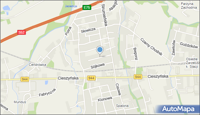 Jasienica powiat bielski, Gołębiowa, mapa Jasienica powiat bielski