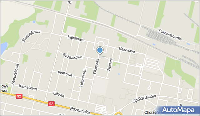 Konin, Goździkowa, mapa Konina