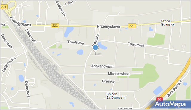 Kościerzyna, Godebskiego Cypriana, mapa Kościerzyna