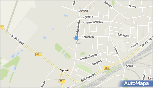 Łapy, Goździkowska, mapa Łapy