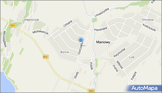 Maniowy, Gorczańska, mapa Maniowy
