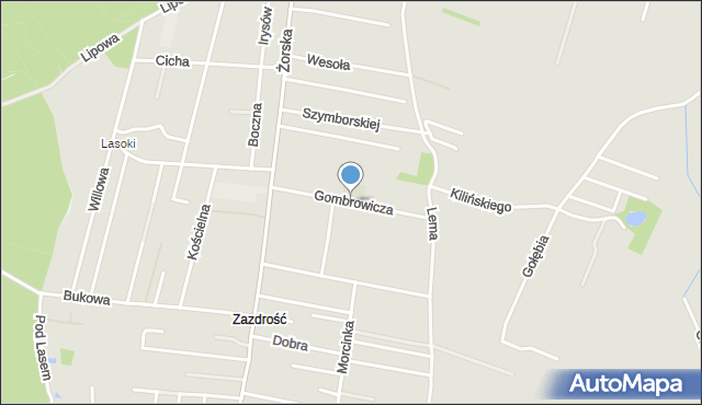 Orzesze powiat mikołowski, Gombrowicza Witolda, mapa Orzesze powiat mikołowski