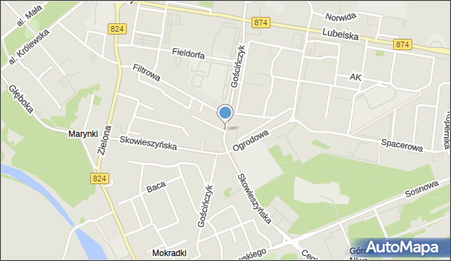 Puławy, Gościńczyk, mapa Puław