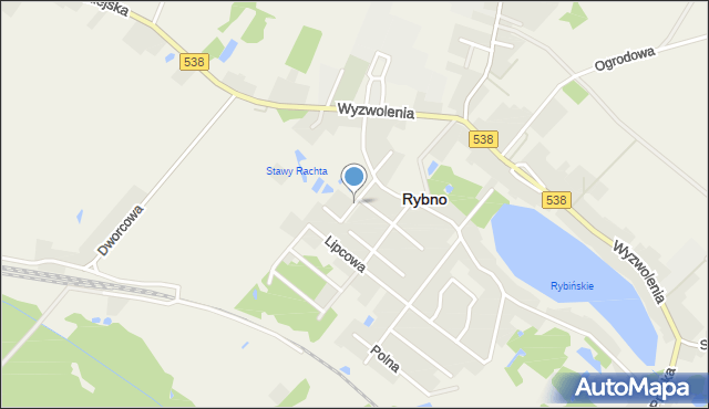 Rybno powiat działdowski, Górna, mapa Rybno powiat działdowski