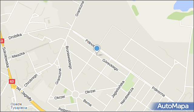 Siedlce, Góreckiego Romana, gen., mapa Siedlce