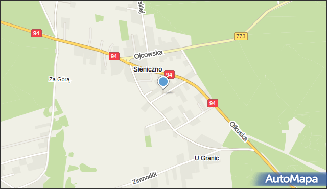 Sieniczno, Górzysta, mapa Sieniczno